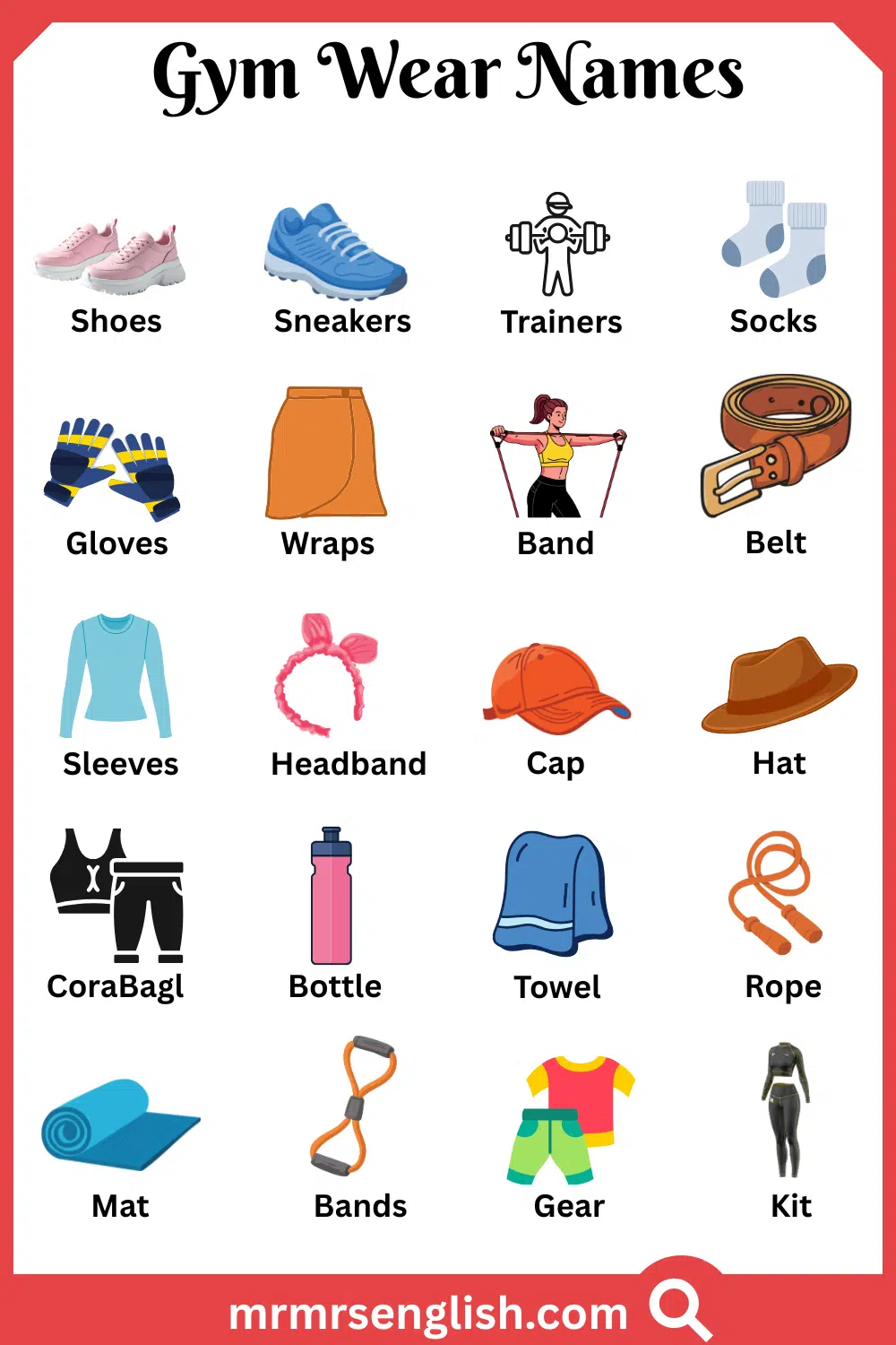 Types of Gym Wear in English with Pictures