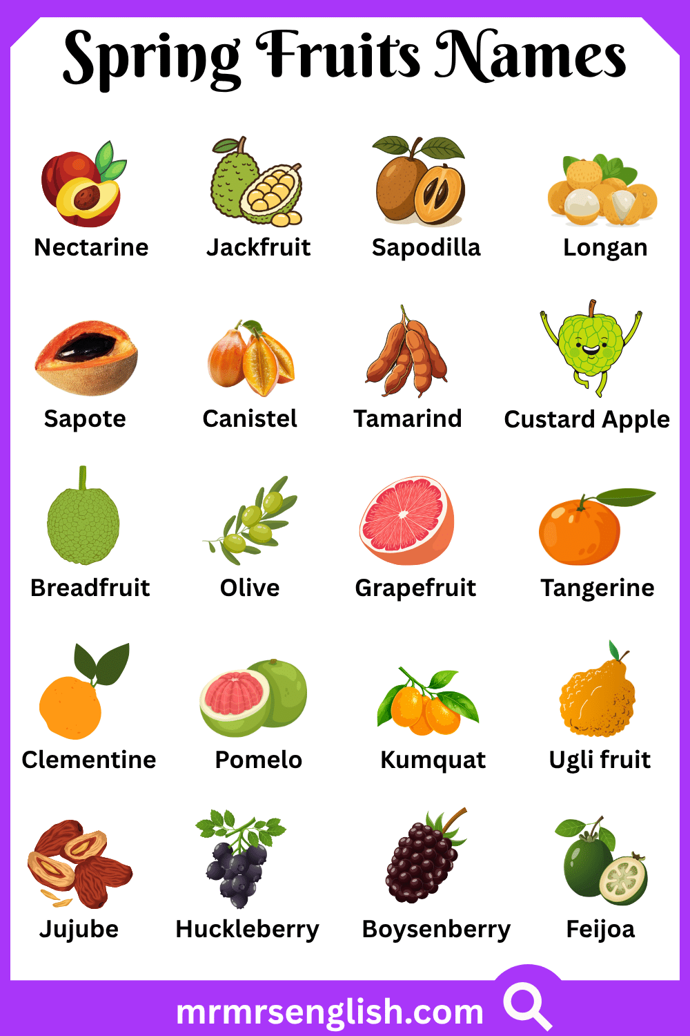 Different Names of Spring Fruits with Pictures