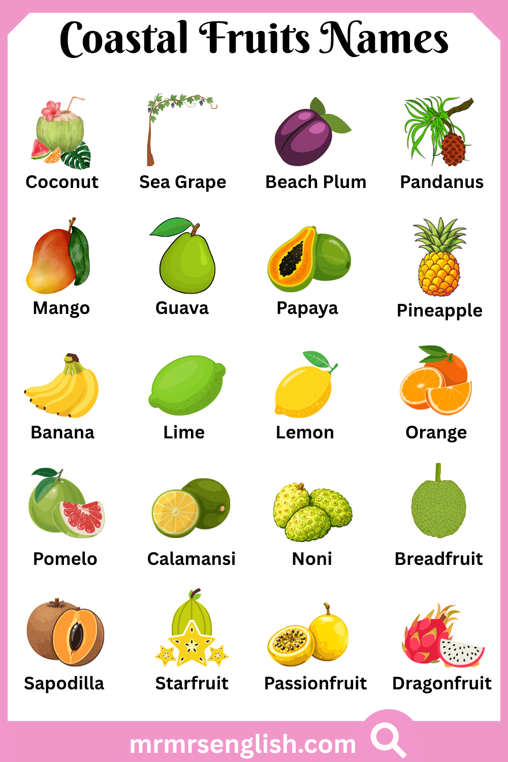 Names of Coastal Fruits with Pictures