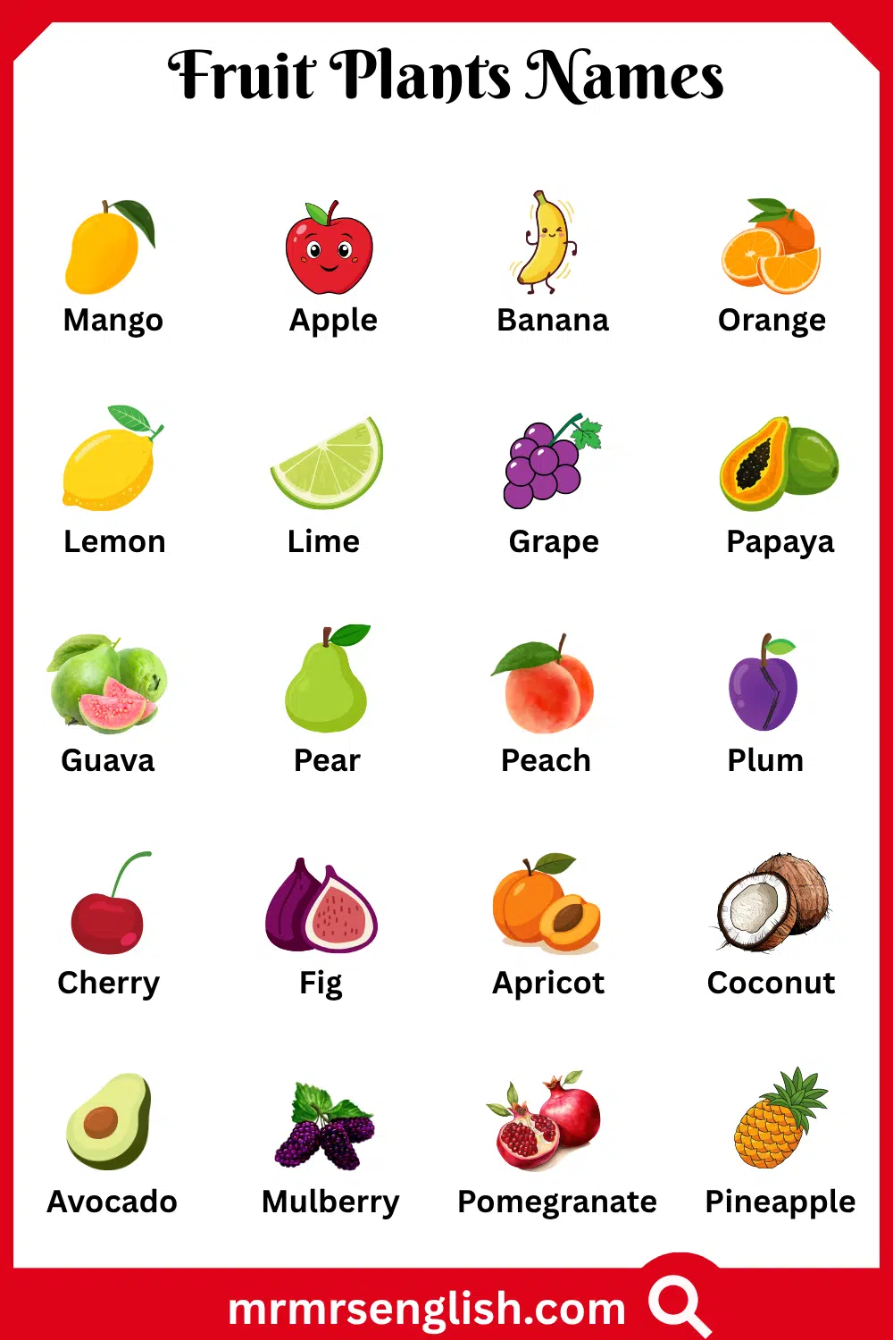 Names of Fruit Plants with Pictures