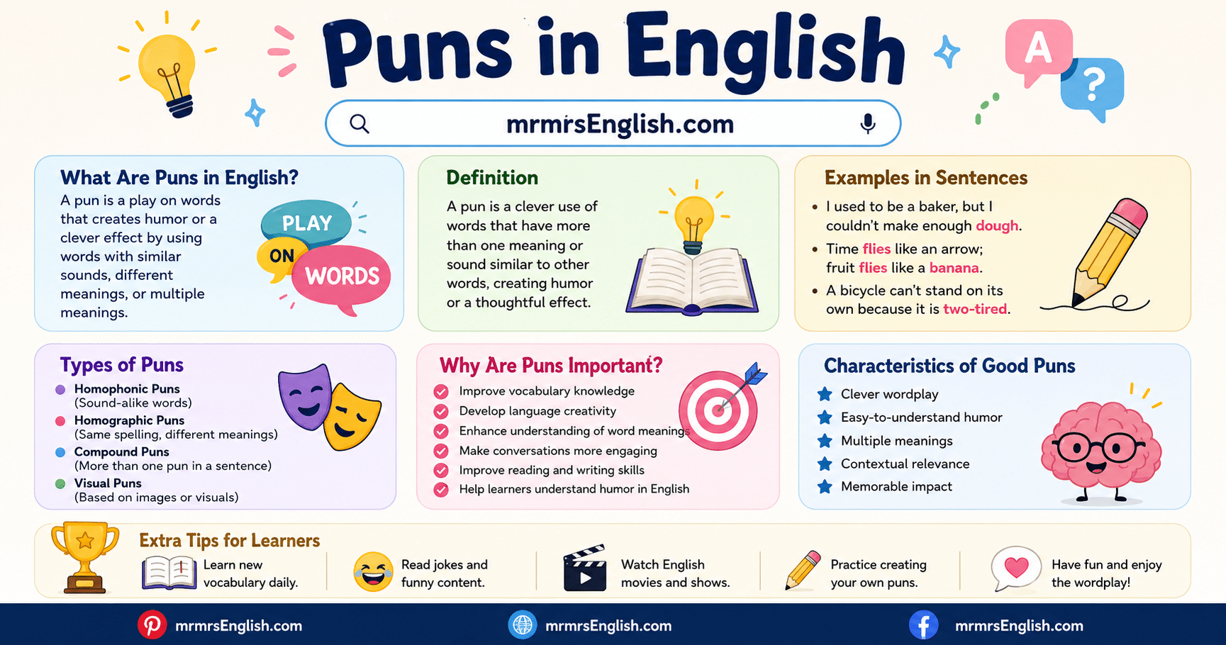 Puns in English Explained with Meanings and Examples - MR MRS ENGLISH