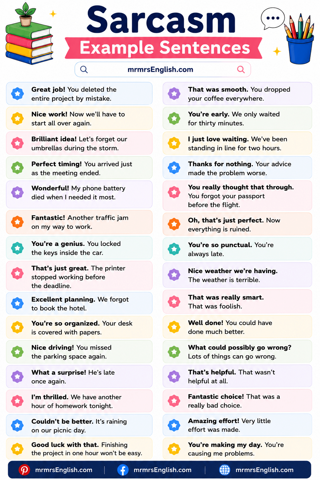 Examples of Sarcasm in Sentences in English