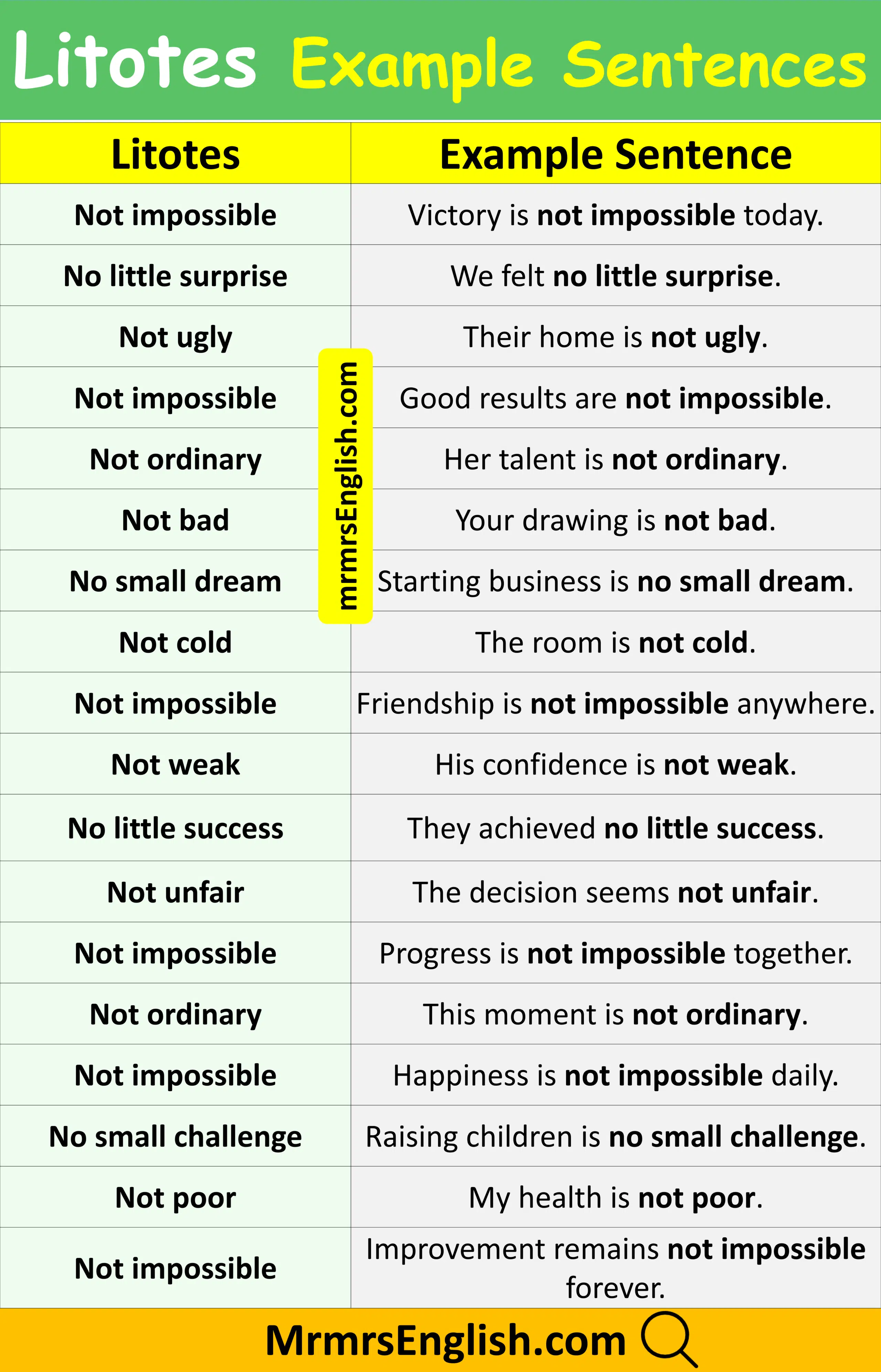 Litotes Examples Used in Sentences