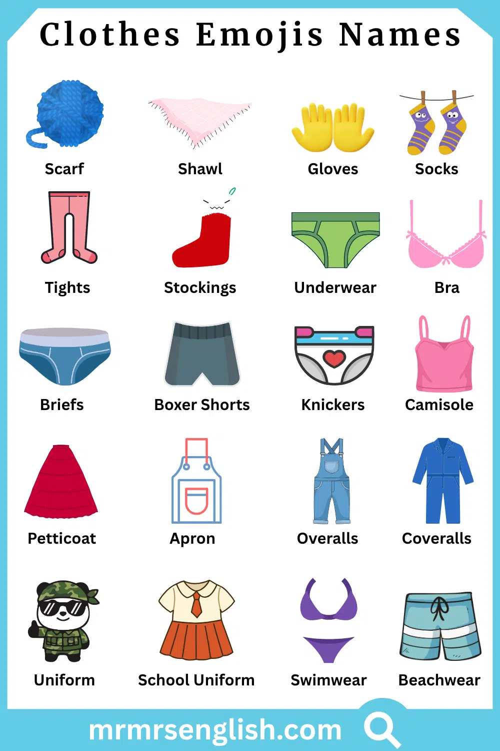 60 Names of Clothes Emojis with Their Pictures