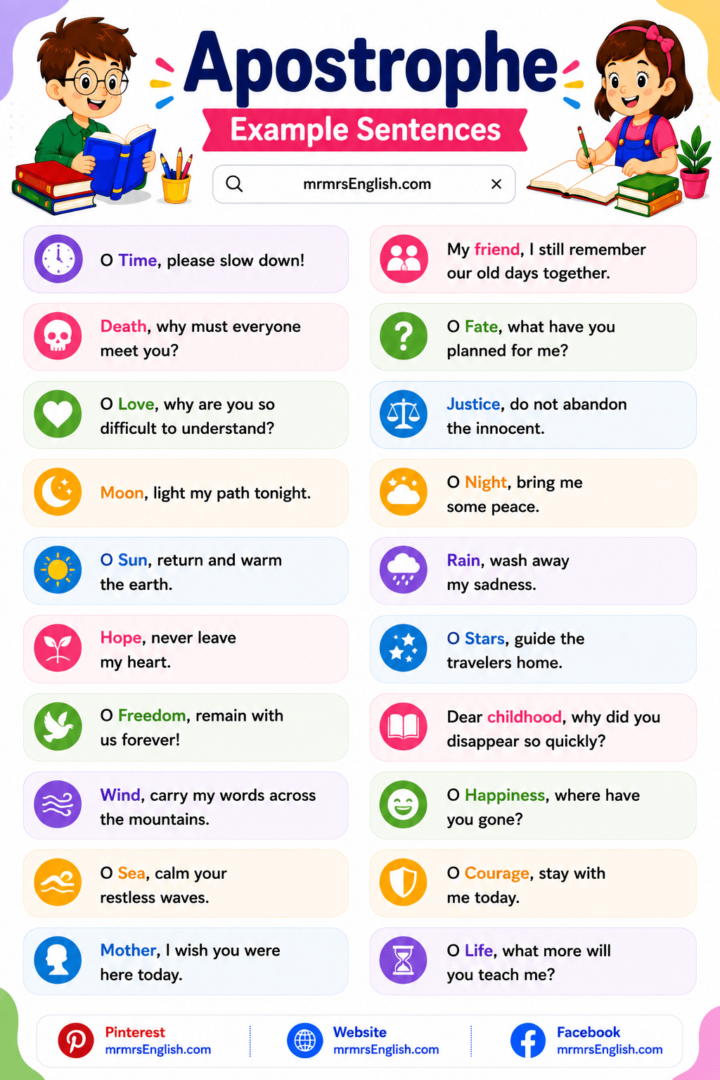 Examples of Apostrophe in Sentences