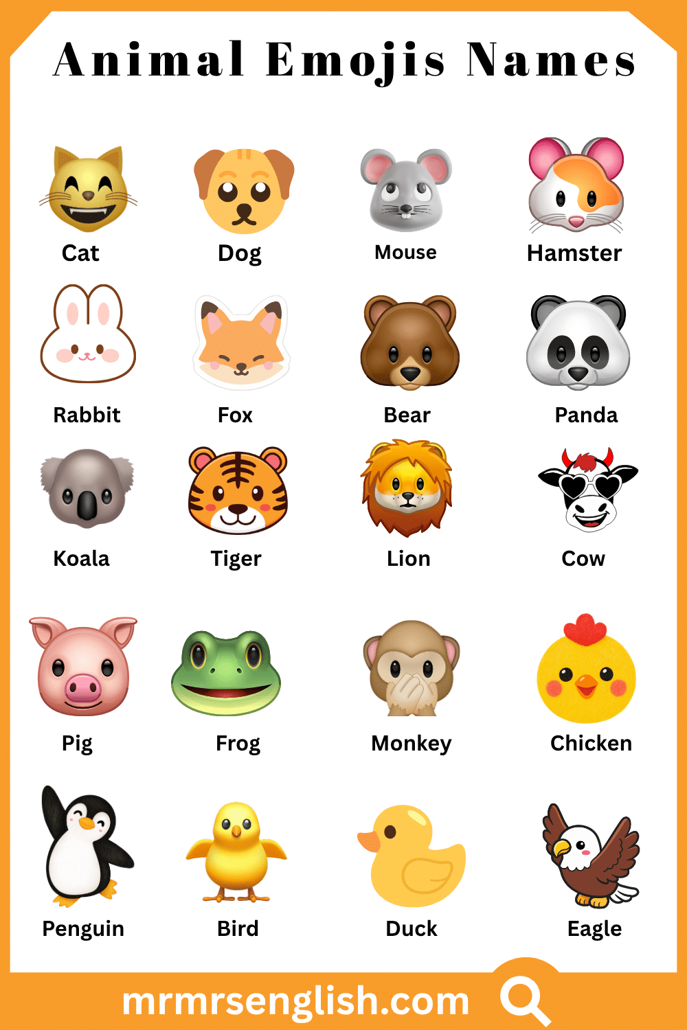 Names of Animal Emojis with Pictures