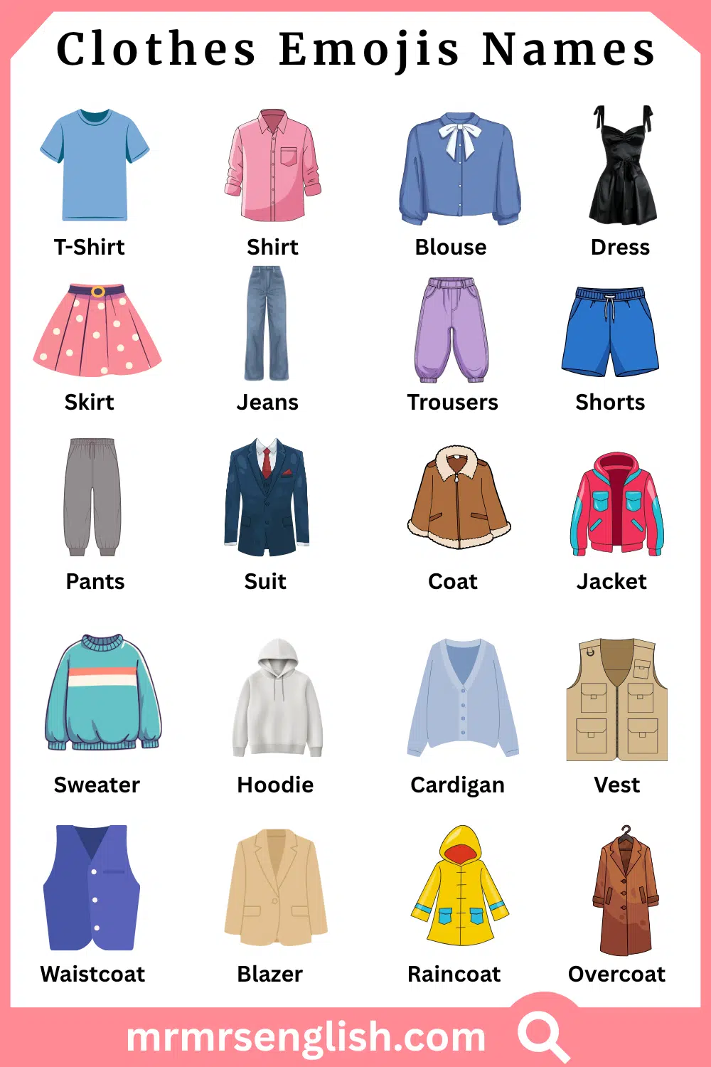 Names of Clothes Emojis with Pictures