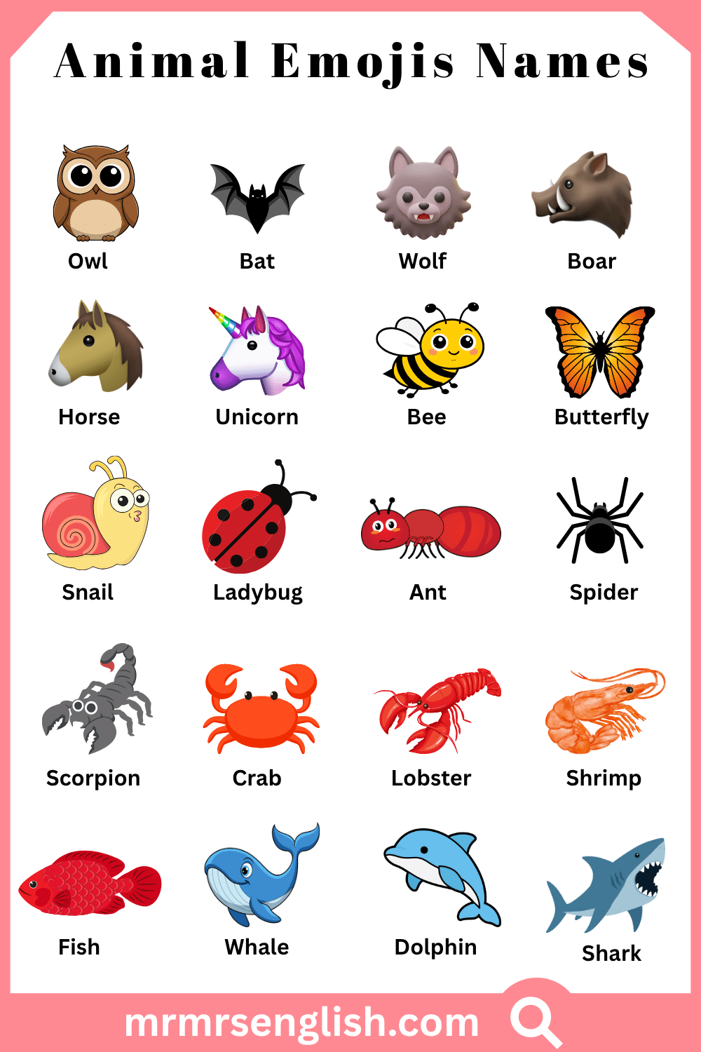 Types of Animal Emojis Names with Pictures