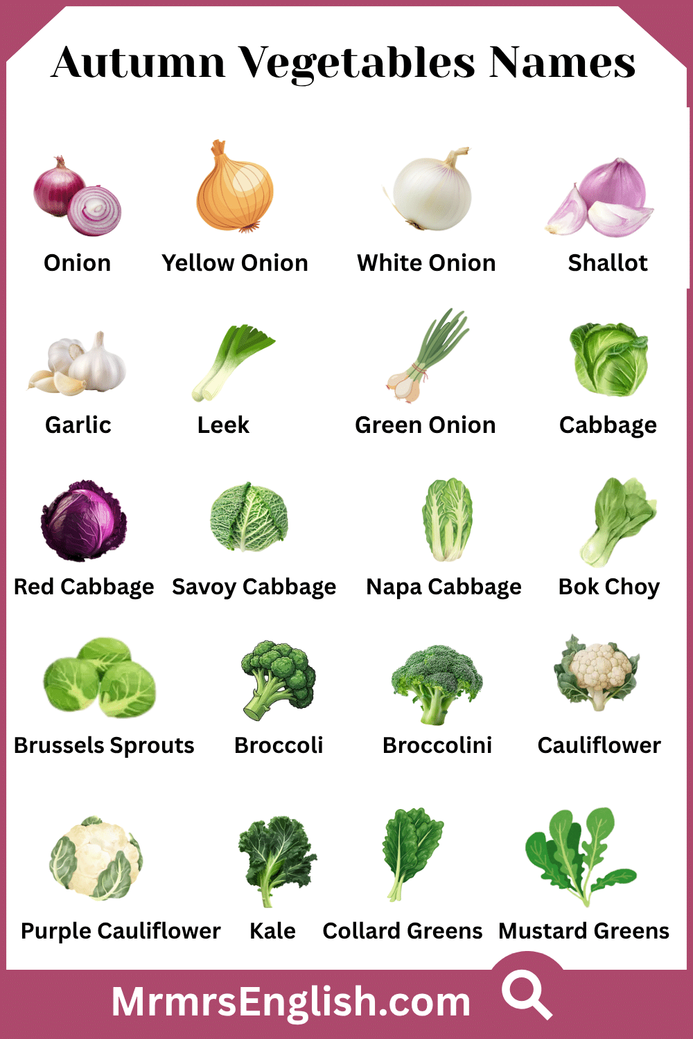 Autumn Vegetables with Pictures
