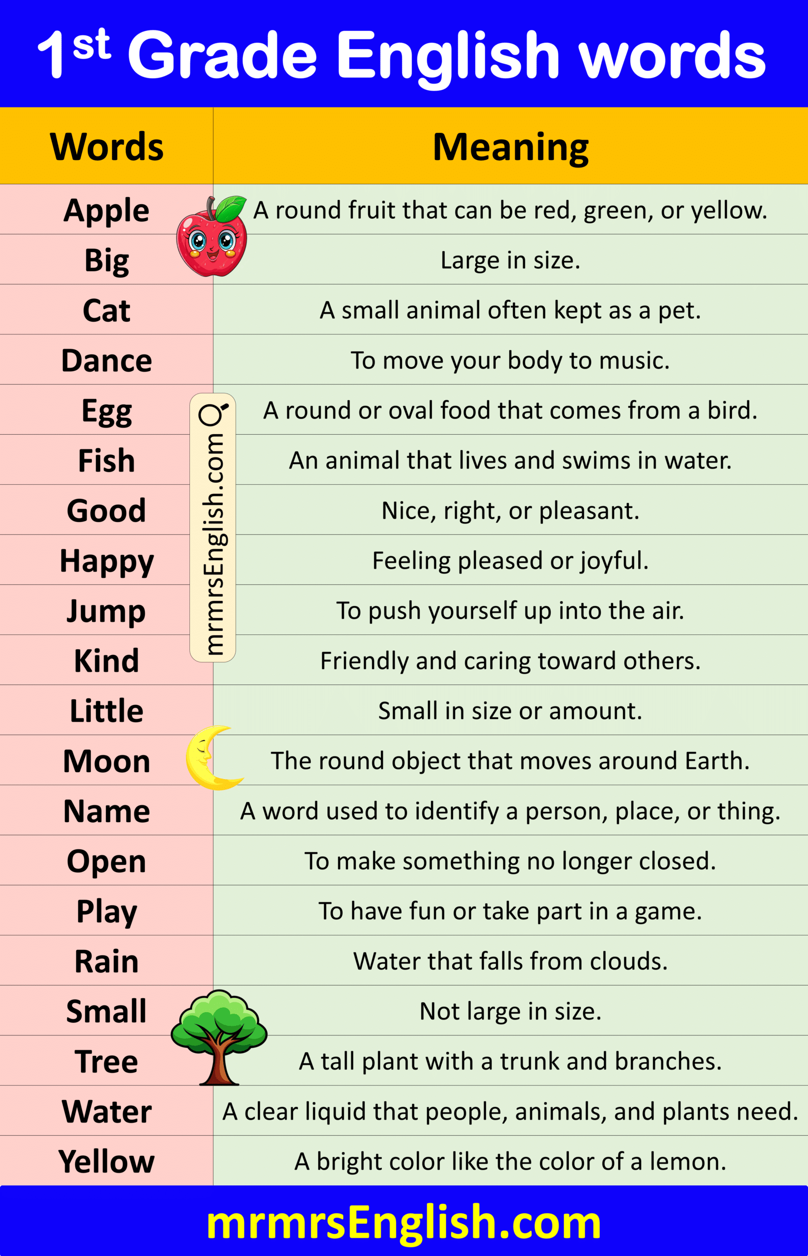 Learn 1st Grade Vocabulary Words