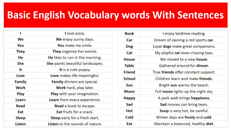 Vocabulary Words With Sentences | Making English Sentences