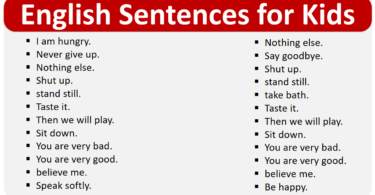 English Speaking Practice Sentences with kids in English
