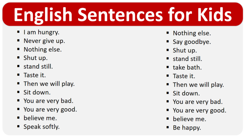 English Speaking Practice Sentences with kids in English