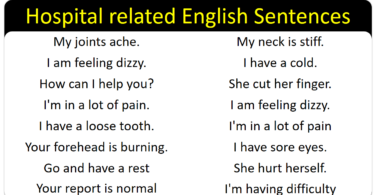 English Sentences in hospital | Speak English in Hospital