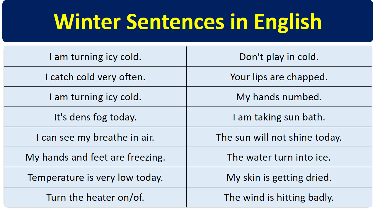 Winter Sentences in English