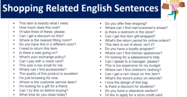Shopping Related English Sentences and Vocabulary