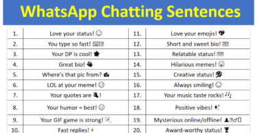 WhatsApp Chatting Sentences in English