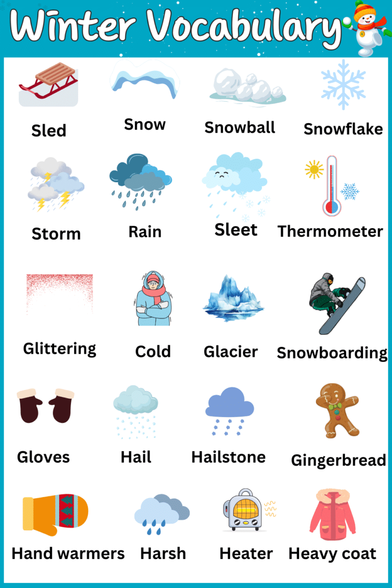 Winter Vocabulary Words in English | List of Words About Winter - MR ...