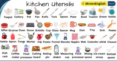 Kitchen utensils names Vocabulary with Pictures