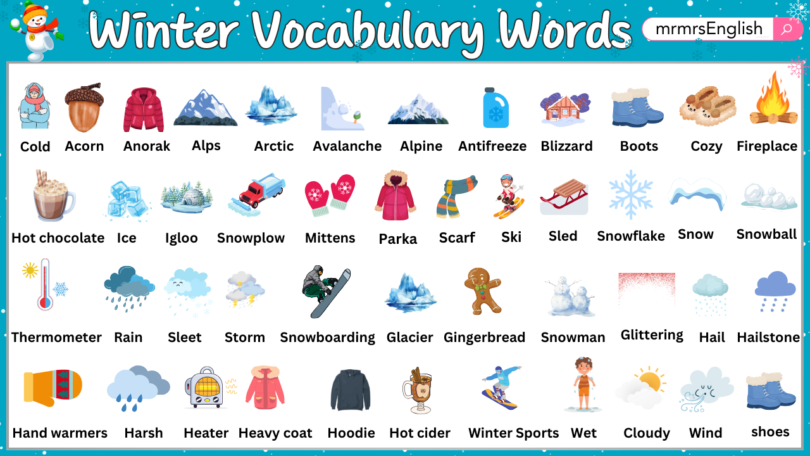 Winter Vocabulary Words in English | List of Words About Winter