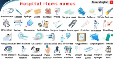 Hospital Vocabulary Words in English and Their Images