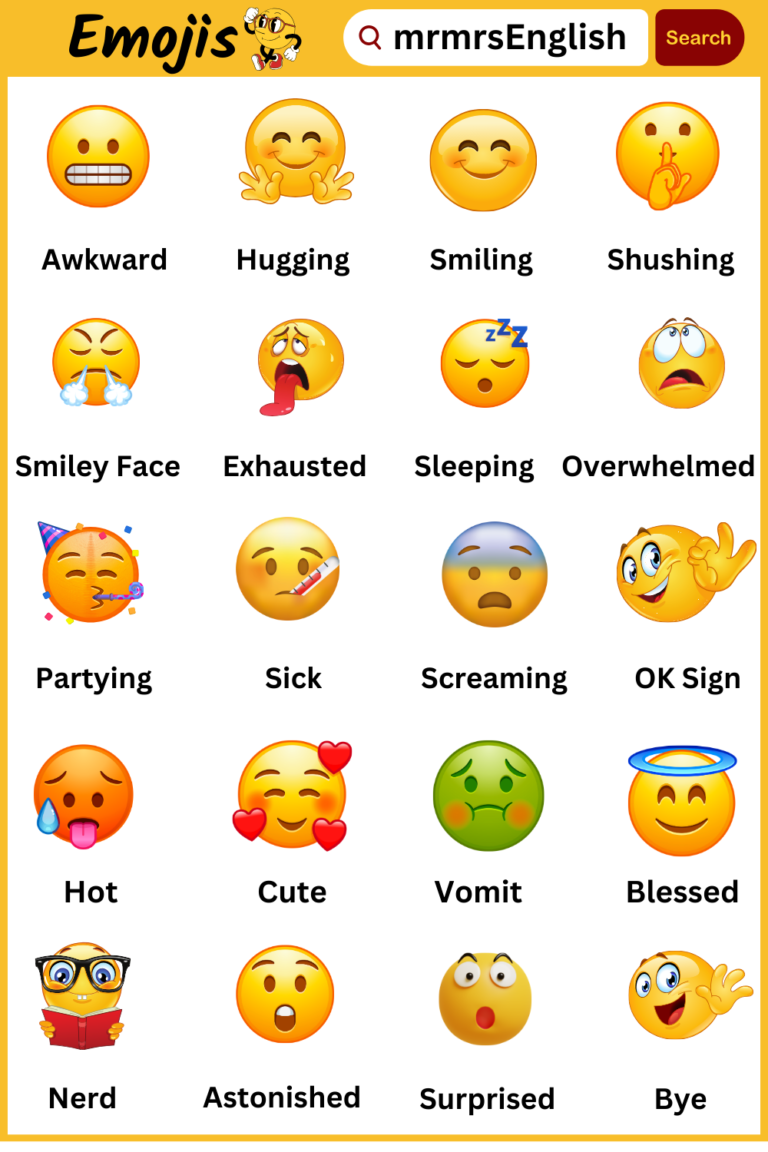 Emojis and Their Meaning in English with Images - MR MRS ENGLISH