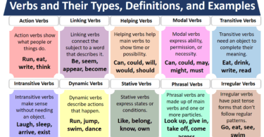 Verbs and Their Types, Definitions, and Examples