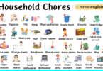 Household Chores Vocabulary words in English