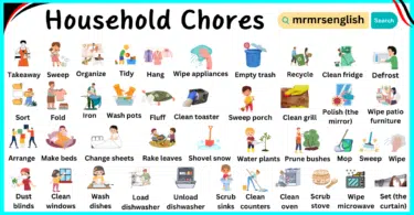 Household Chores Vocabulary words in English