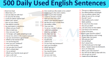 500 Daily Used English Sentences
