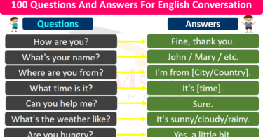 100 Questions And Answers For English Conversation