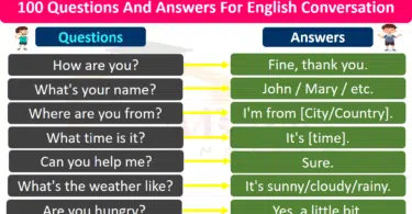 100 Questions And Answers For English Conversation