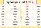Synonyms List A To Z | Words With Synonyms