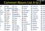 Common Nouns List A to Z | 500+ Common Nouns