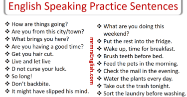 English Speaking Practice Sentences | Spoken English