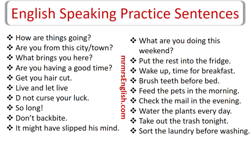 English Speaking Practice Sentences | Spoken English