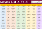 Synonyms List A To Z 500 Words With Synonyms in English
