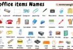 Names of office items Vocabulary with Pictures in English