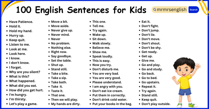 100 Useful English Sentences for Kids for Everyday Conversation