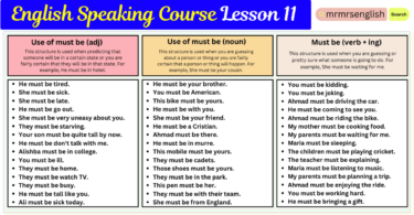 English Speaking Course Lesson 11 by Structures