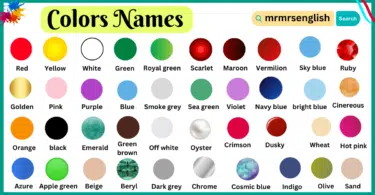 Colors Names Vocabulary in English