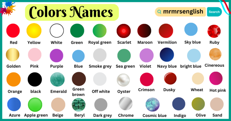 Colors Names Vocabulary in English