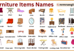 Types of furniture items names Vocabulary and images