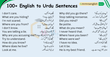 100+ English to Urdu Sentences Used in Daily life