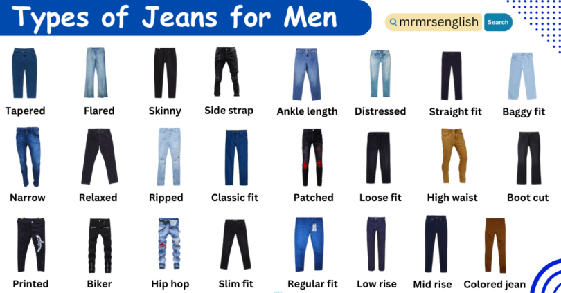 30 Different Types of Jeans names for men