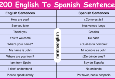 200 English To Spanish Sentences for Daily Use