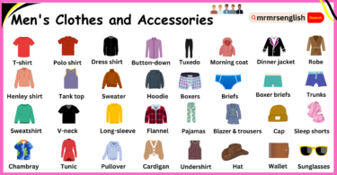 Men's Clothes and Accessories names in English