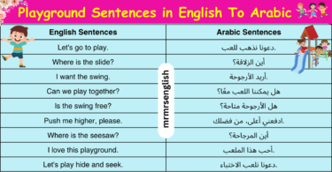 Playground Sentences in English To Arabic