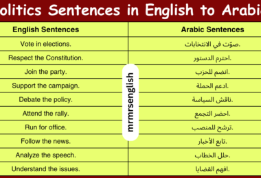 Politics Sentences in English to Arabic