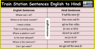 Train Station Sentences in English with Hindi